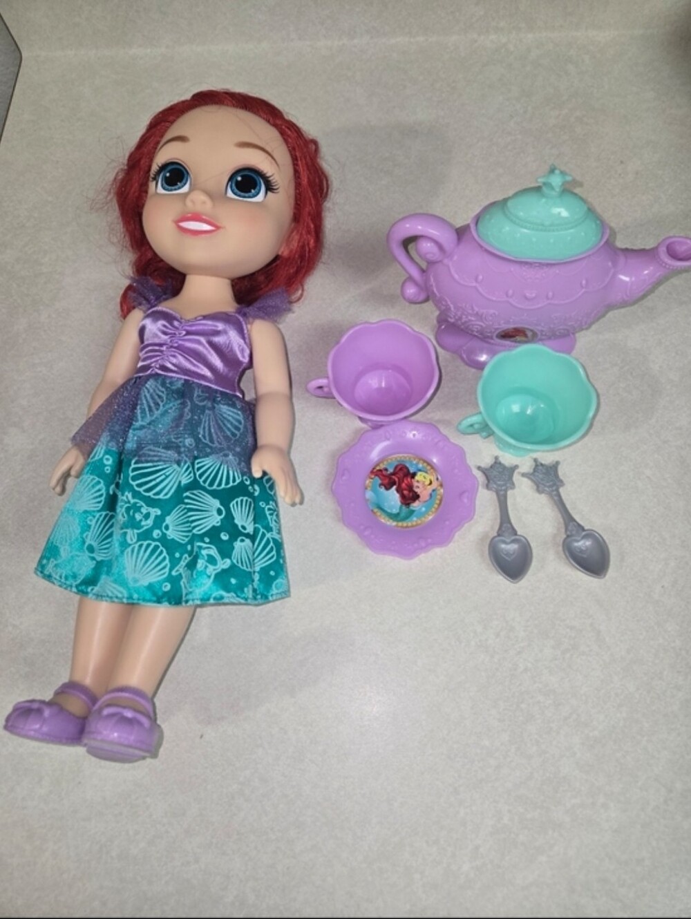 The Little Mermaid Ariel Toddler Doll With Tea Set